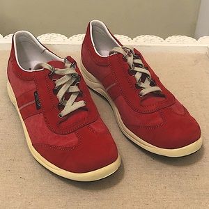 Mephisto Allrounder Sneakers, Red Nubuck and Cotton Canvas. Woman’s Size 8